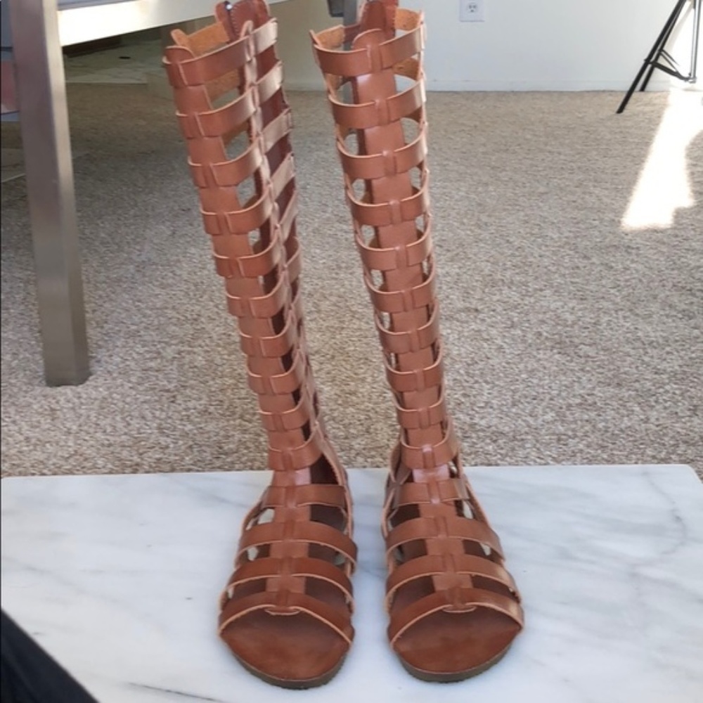 Mia brown over the knee Summer Gladiator sandals 6